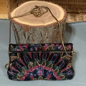 Multicolor Beaded Purse Snap Closure